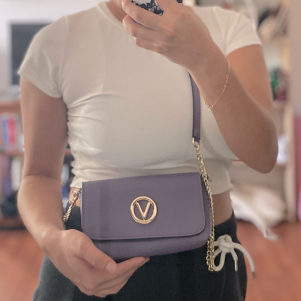 LIKE NEW Purple Mario Valentino Mini Lilou Leather Crossbody Bag Made in Italy